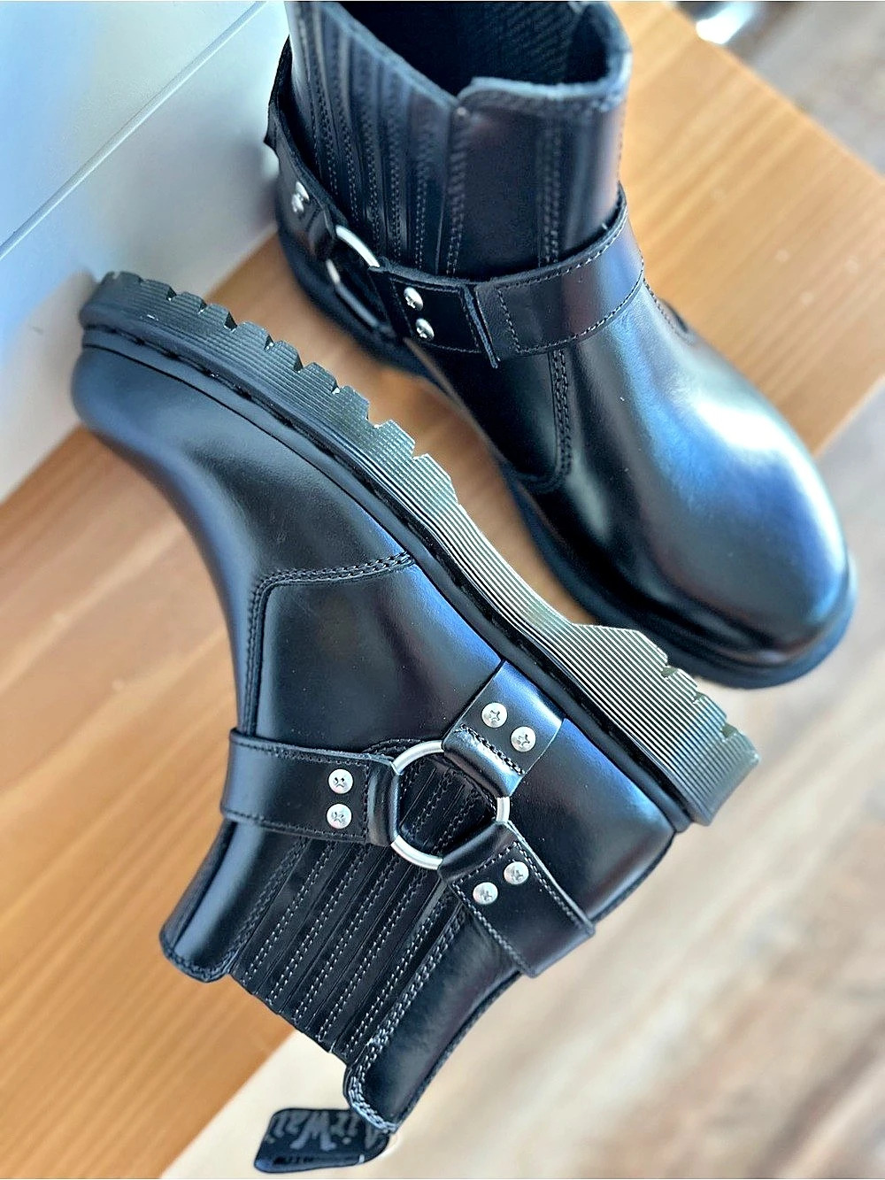 Dr. Martens 2976 Harness Chelsea Boots - Black Leather - US Men 9 / Women 10